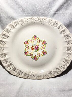 Vintage American Limoges Toledo Delight Plate 22K Gold Trim Scalloped edge